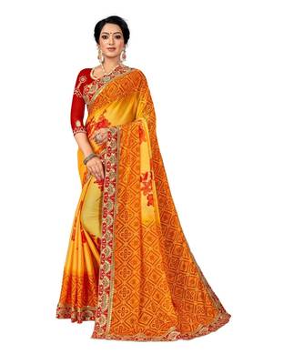 Embroidered Bandhani Moss Chiffon Sareebandhani-sarees-bandhej 1