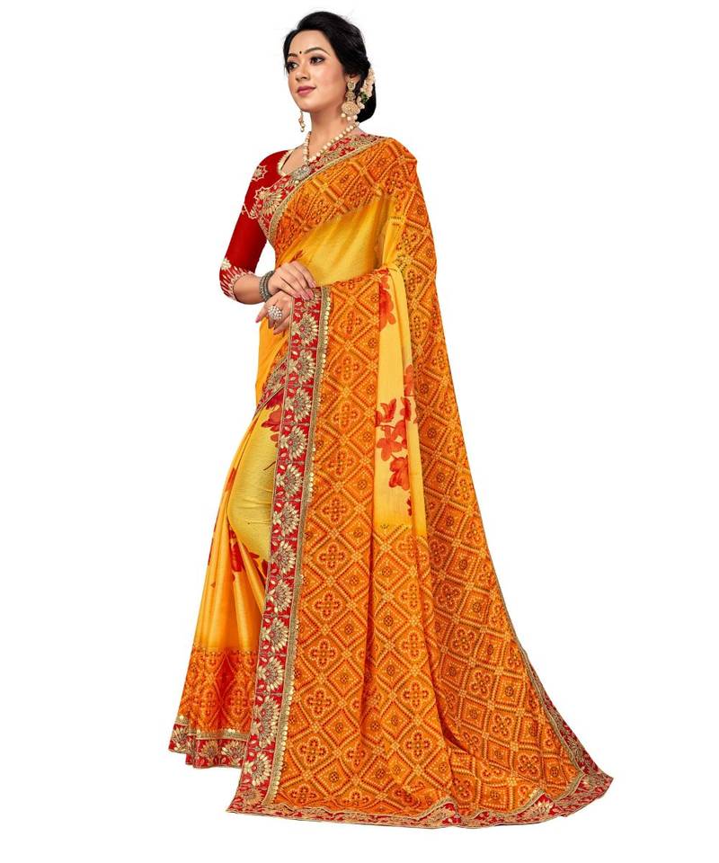 Embroidered Bandhani Moss Chiffon Sareebandhani-sarees-bandhej