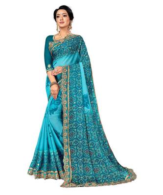 Embroidered Bandhani Moss Chiffon Sareebandhani-sarees-bandhej 1