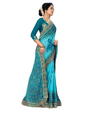 Embroidered Bandhani Moss Chiffon Sareebandhani-sarees-bandhej 3