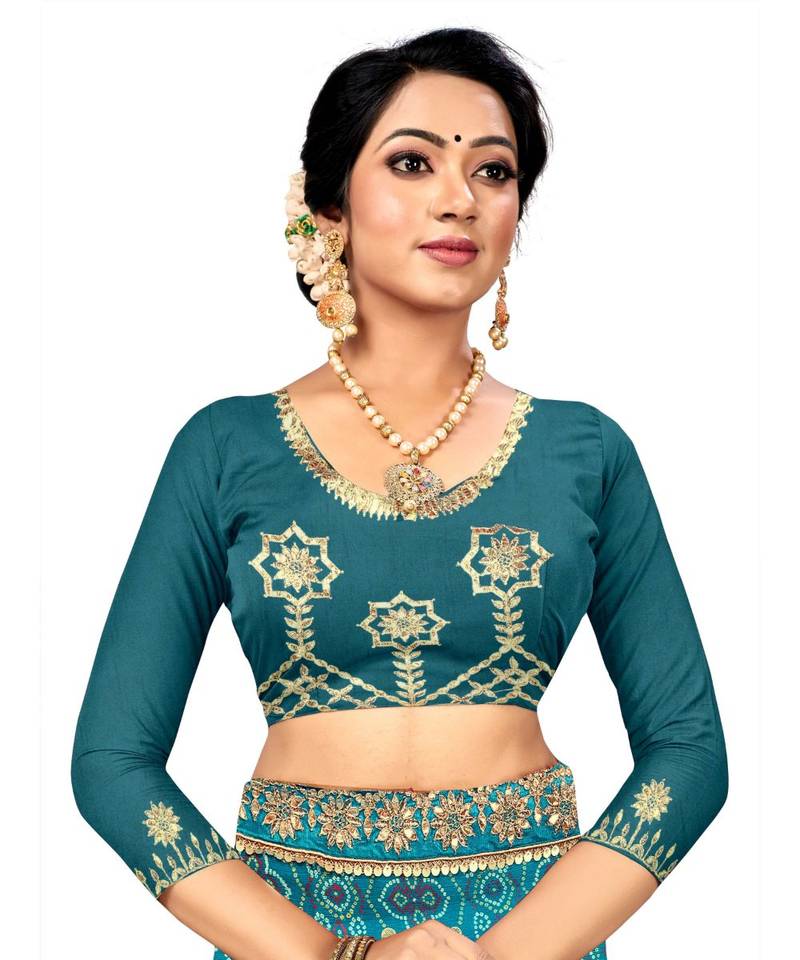 Embroidered Bandhani Moss Chiffon Sareebandhani-sarees-bandhej