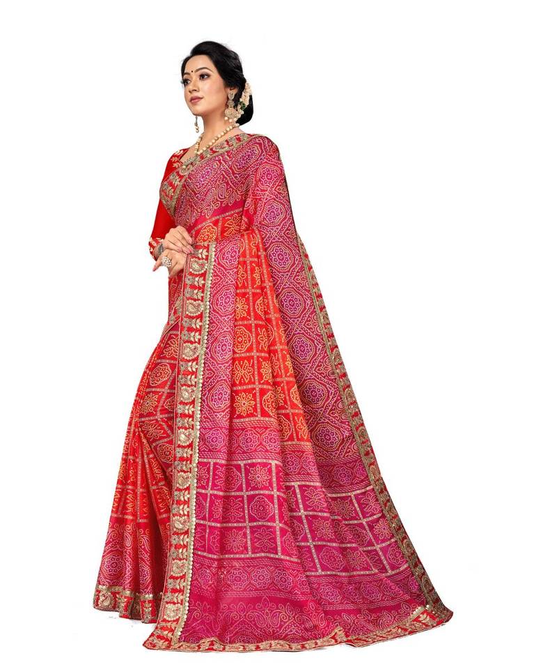 Embroidered Bandhani Moss Chiffon Sareebandhani-sarees-bandhej