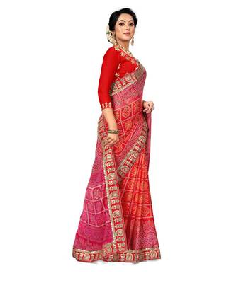 Embroidered Bandhani Moss Chiffon Sareebandhani-sarees-bandhej 3