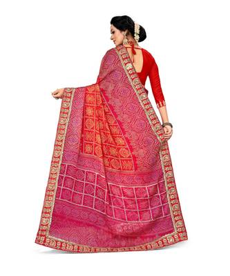 Embroidered Bandhani Moss Chiffon Sareebandhani-sarees-bandhej 4