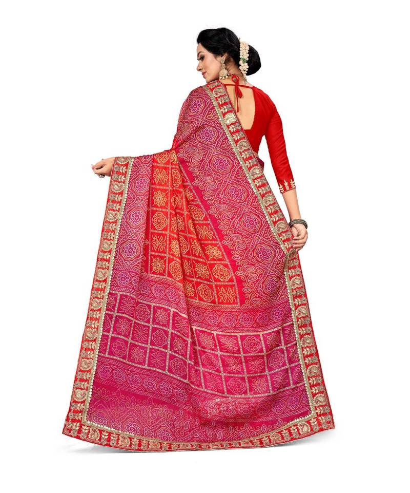 Embroidered Bandhani Moss Chiffon Sareebandhani-sarees-bandhej