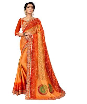Embroidered Bandhani Moss Chiffon Sareebandhani-sarees-bandhej 1