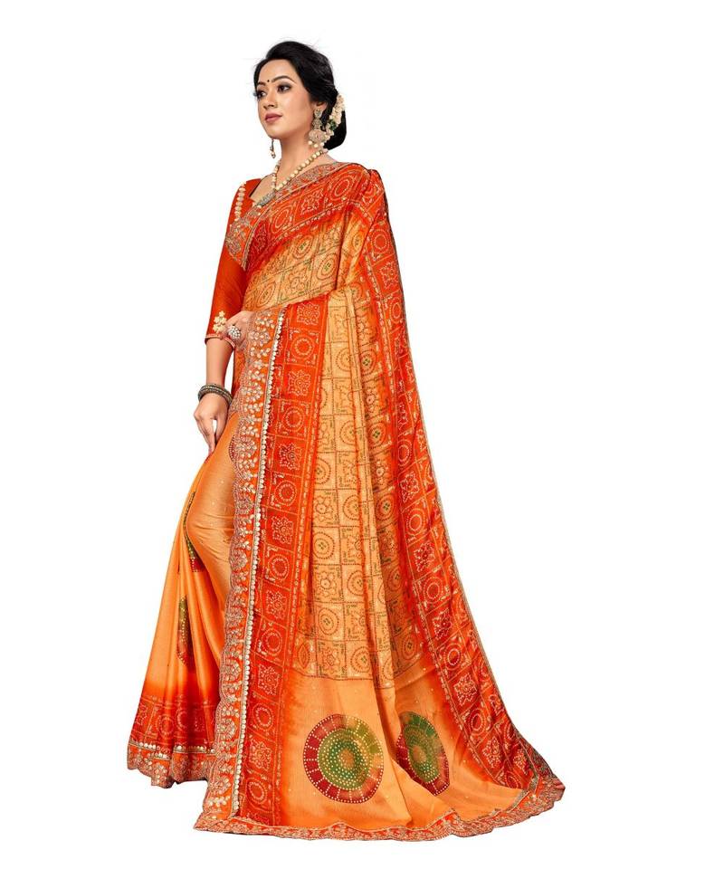 Embroidered Bandhani Moss Chiffon Sareebandhani-sarees-bandhej