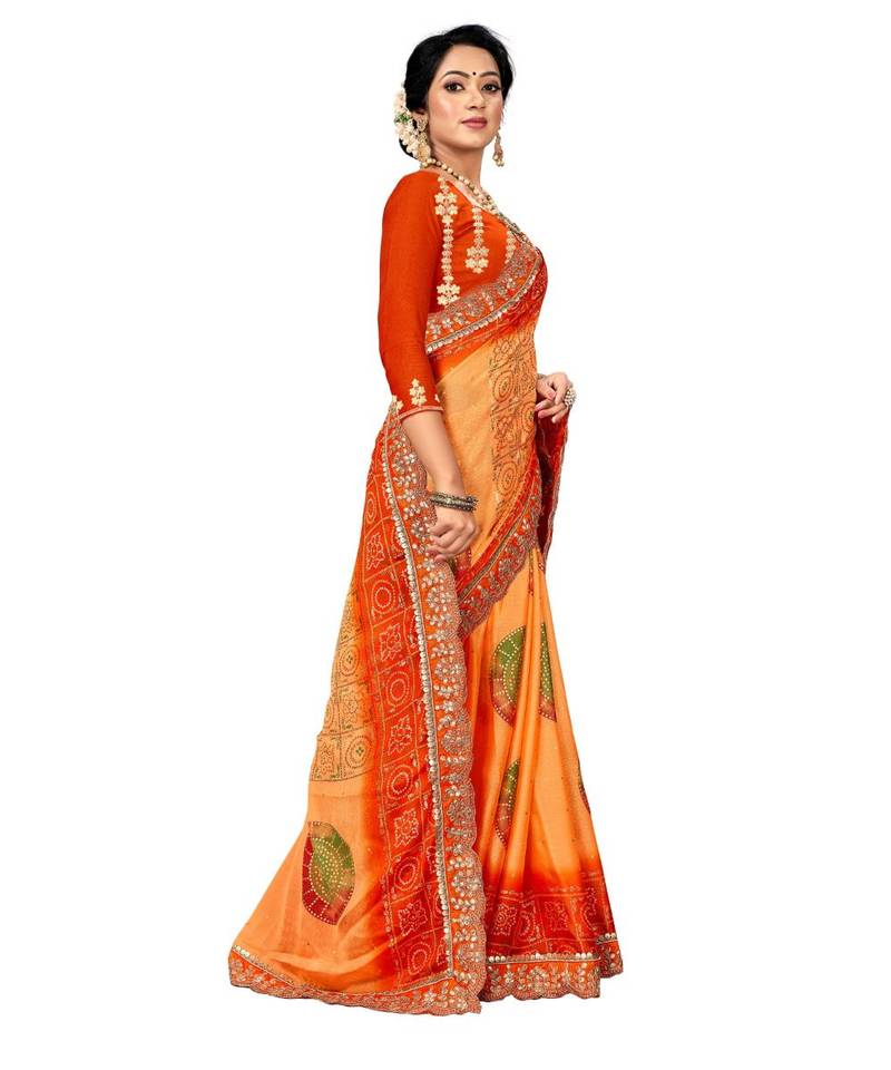 Embroidered Bandhani Moss Chiffon Sareebandhani-sarees-bandhej