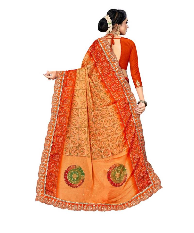 Embroidered Bandhani Moss Chiffon Sareebandhani-sarees-bandhej