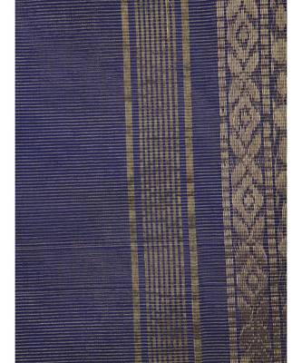 PinkLoom Women's blue hand woven silk sarees With Blouse 4