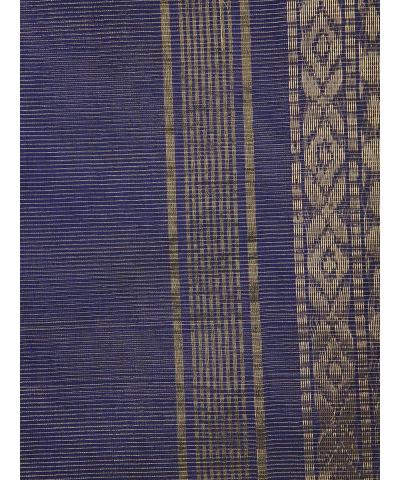 PinkLoom Women's blue hand woven silk sarees With Blouse