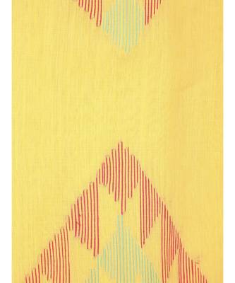 PinkLoom Women's yellow hand woven cotton silk sarees With Blouse 4