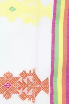 PinkLoom Women's white hand woven cotton sarees With Blouse
