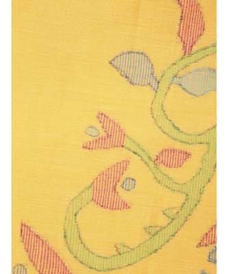PinkLoom Women's yellow hand woven cotton sarees With Blouse 4