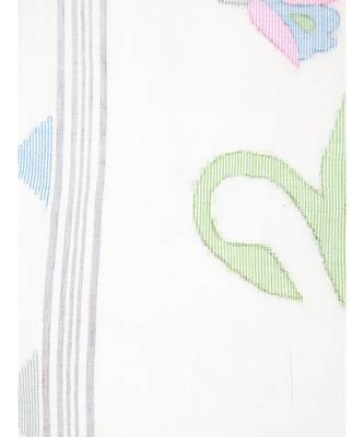 PinkLoom Women's white hand woven cotton sarees With Blouse 4