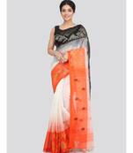 PinkLoom Women's multicolor hand woven linen saree With Blouse