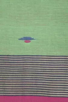 PinkLoom Women's green hand woven cotton silk sarees With Blouse