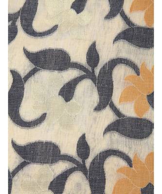 PinkLoom Women's beige hand woven cotton sarees With Blouse 4
