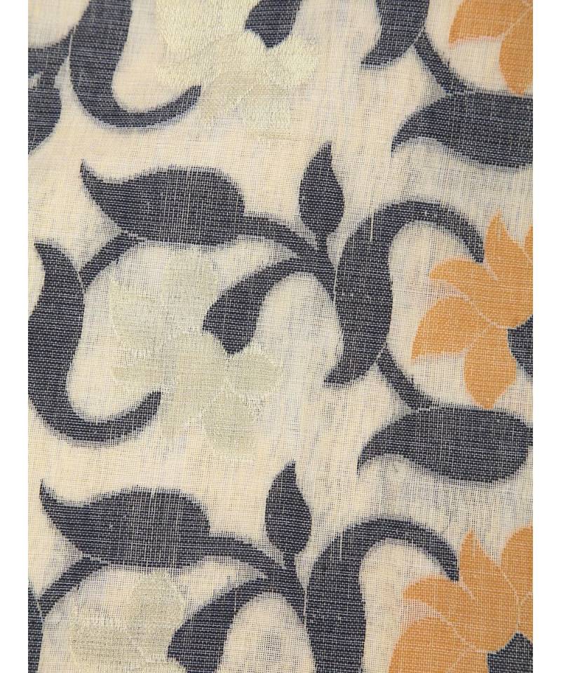 PinkLoom Women's beige hand woven cotton sarees With Blouse