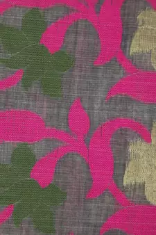 PinkLoom Women's grey hand woven cotton sarees With Blouse