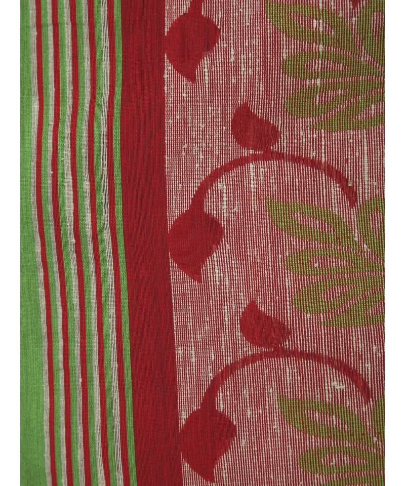 PinkLoom Women's green hand woven cotton silk sarees With Blouse