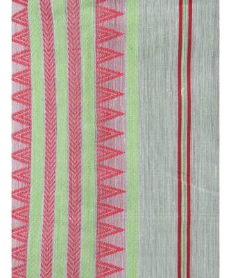 PinkLoom Women's green hand woven cotton silk sarees With Blouse 4