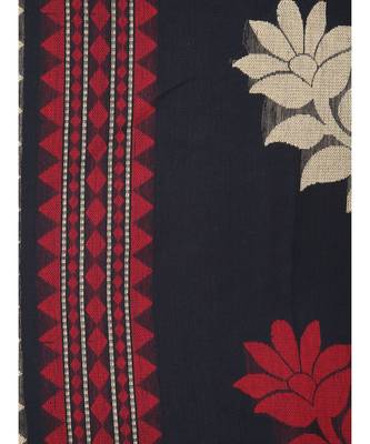 PinkLoom Women's red hand woven cotton silk sarees With Blouse 4