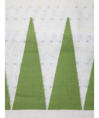 PinkLoom Women's off white hand woven cotton silk sarees With Blouse 4