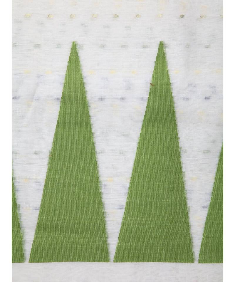 PinkLoom Women's off white hand woven cotton silk sarees With Blouse