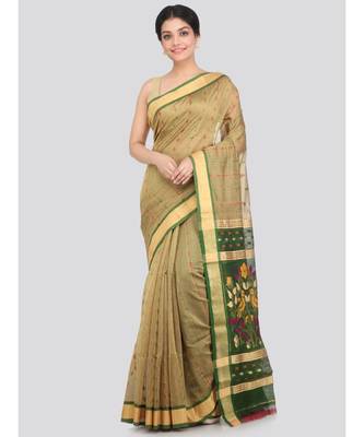 PinkLoom Women's multicolor hand woven cotton silk sarees With Blouse 1