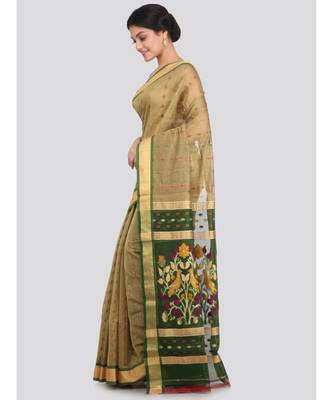 PinkLoom Women's multicolor hand woven cotton silk sarees With Blouse 2