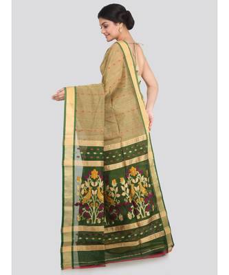 PinkLoom Women's multicolor hand woven cotton silk sarees With Blouse 3