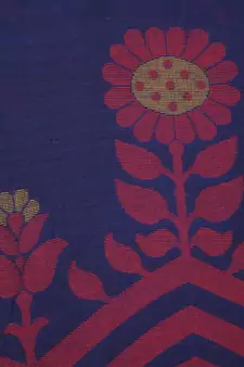 PinkLoom Women's blue hand woven cotton sarees With Blouse