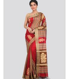 PinkLoom Women's multicolor hand woven cotton silk sarees With Blouse