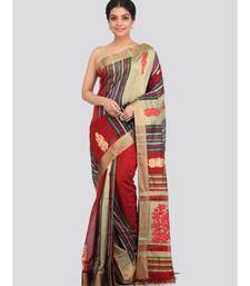 PinkLoom Women's multicolor hand woven cotton silk sarees With Blouse