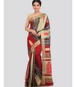 PinkLoom Women's multicolor hand woven cotton silk sarees With Blouse