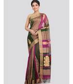 PinkLoom Women's multicolor hand woven cotton silk sarees With Blouse