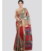 PinkLoom Women's multicolor hand woven cotton silk sarees With Blouse