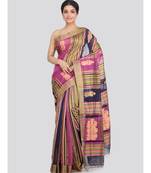 PinkLoom Women's multicolor hand woven cotton silk sarees With Blouse