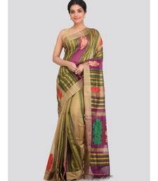 PinkLoom Women's multicolor hand woven cotton silk sarees With Blouse