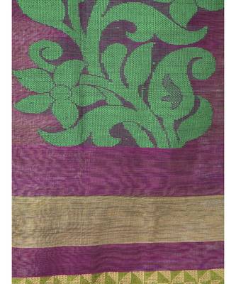 PinkLoom Women's multicolor hand woven cotton silk sarees With Blouse 4