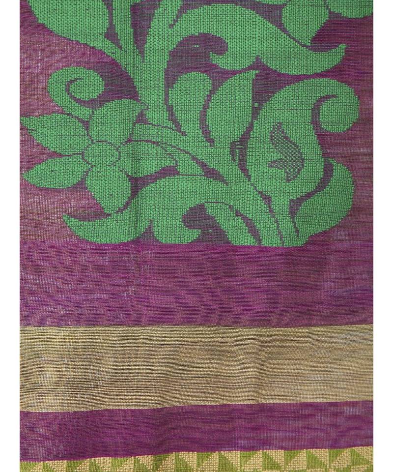 PinkLoom Women's multicolor hand woven cotton silk sarees With Blouse