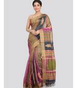 PinkLoom Women's multicolor hand woven cotton silk sarees With Blouse