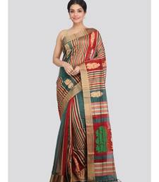 PinkLoom Women's multicolor hand woven cotton silk sarees With Blouse
