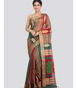 PinkLoom Women's multicolor hand woven cotton silk sarees With Blouse