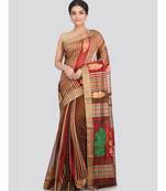 PinkLoom Women's multicolor hand woven cotton silk sarees With Blouse
