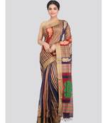 PinkLoom Women's multicolor hand woven cotton silk sarees With Blouse