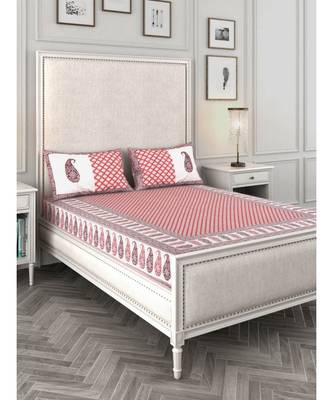 Rajasthani Traditional Jaipuri Pure Cotton King Size Double Bedsheet With 2 Pillow Covers Sets 3