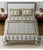 Rajasthani Traditional Jaipuri Pure Cotton King Size Double Bedsheet With 2 Pillow Covers Sets