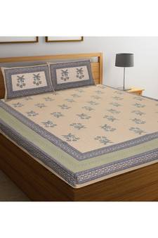 Rajasthani Traditional Jaipuri Pure Cotton King Size Double Bedsheet With 2 Pillow Covers Sets